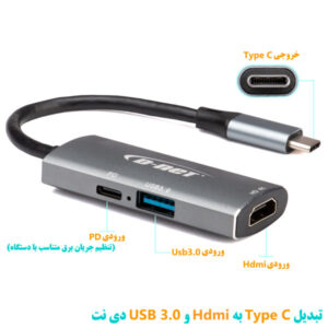 هاب Type c To Hd-Usb03 دی نت