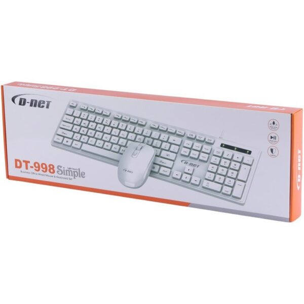 کیبرد و موس سفید سیمدار مدل DT998 دی نت