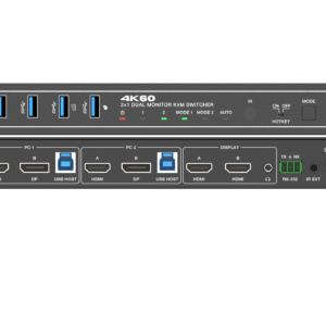 KVM سوئيچ 2 پورت با ورودی HDMI2.0/DP/USB3.0 با دو خروجي HDMI فرانت