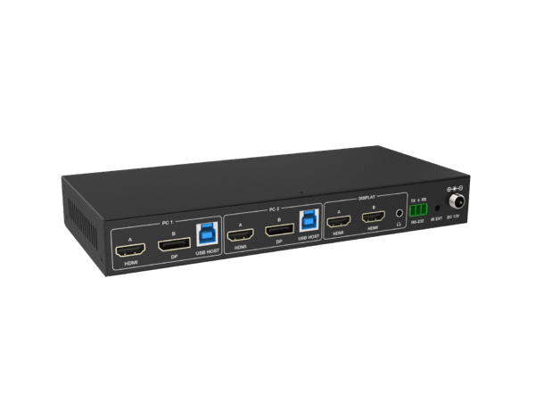 KVM سوئيچ 2 پورت با ورودی HDMI2.0/DP/USB3.0 با دو خروجي HDMI فرانت