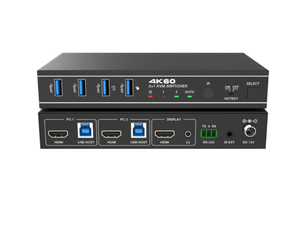 KVM سوئیچ 2 پورت HDMI/USB3.0 با کیفیت 4K@60Hz فرانت
