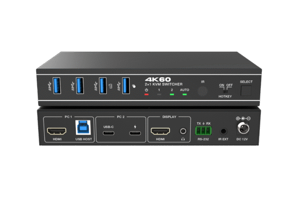 KVM سوئيچ 2 پورت با ورودی HDMI2.0/USB-C/USB3.0 وخروجیHDMI فرانت