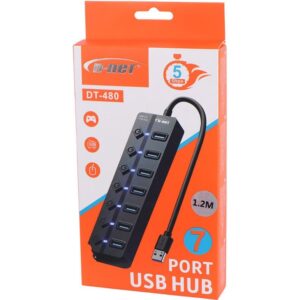 هاب USB 3.0 دی نت مدل DT-480 با ۷ پورت و کلید دار